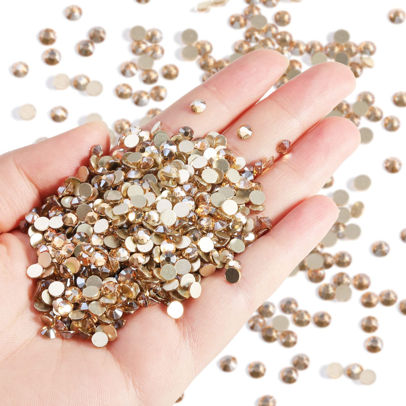 BEADSLAND nail-art rhinestones in gold flatback for durable decorative accents