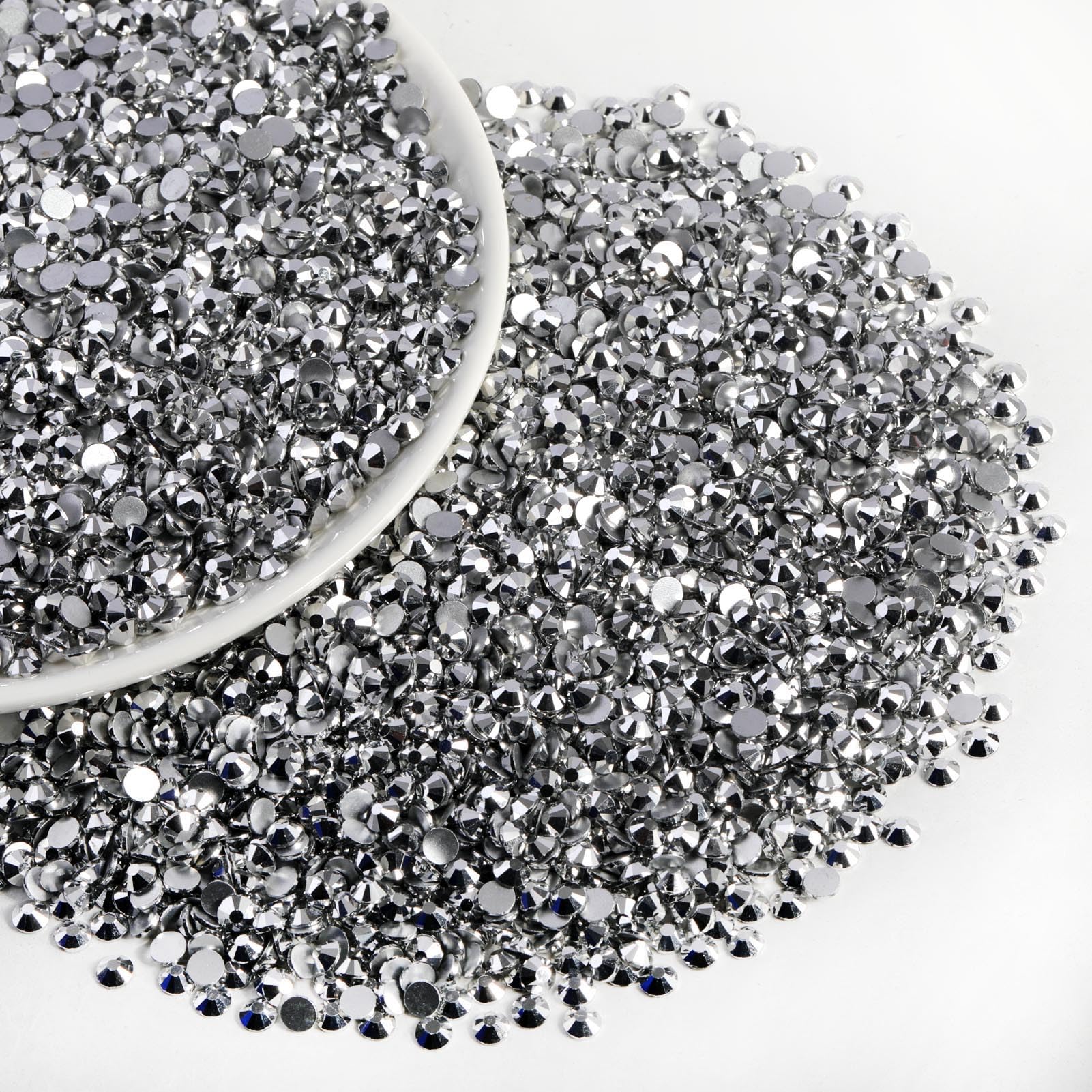 Beadsland nail art rhinestones with silver glitter finish.