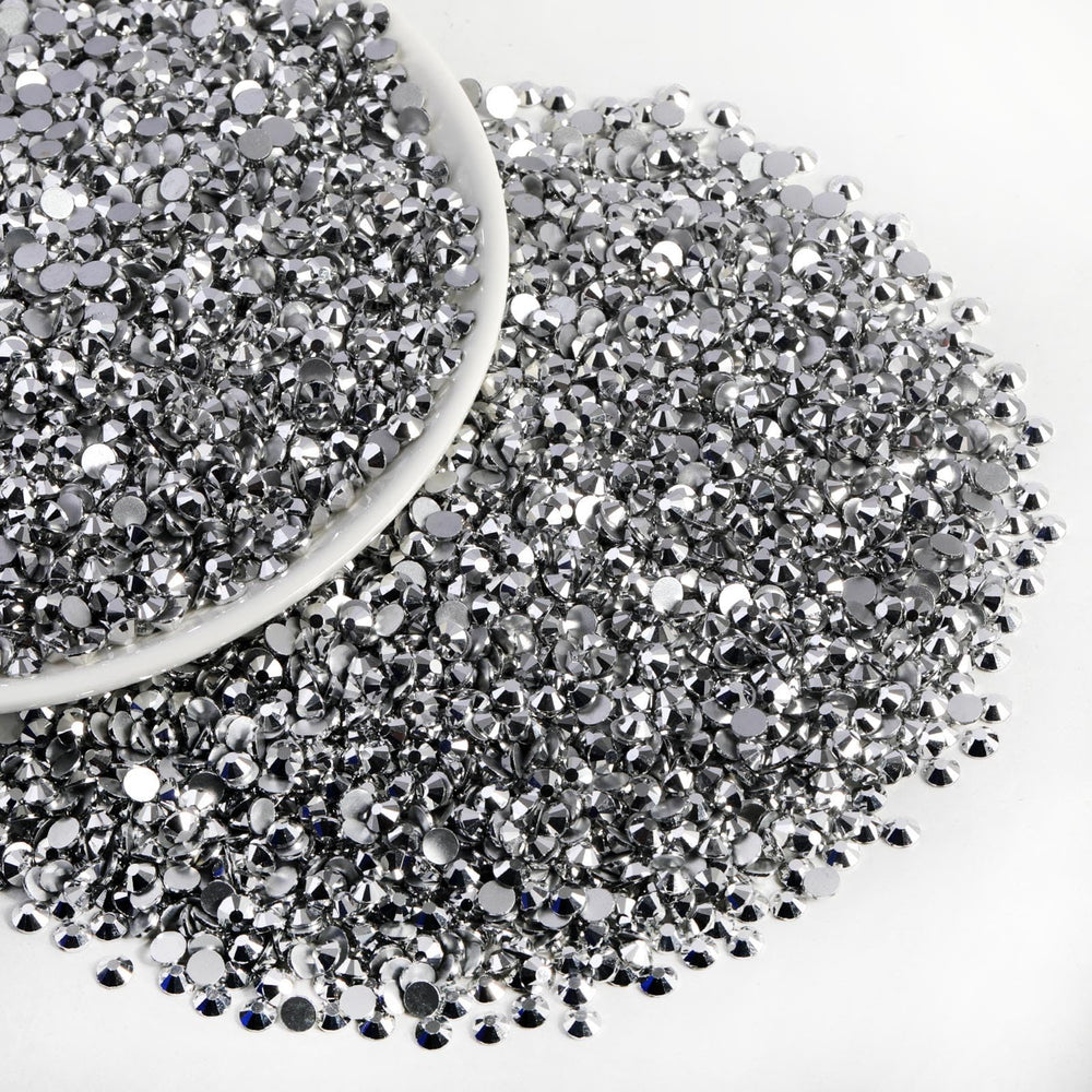 Beadsland nail art rhinestones with silver glitter finish.
