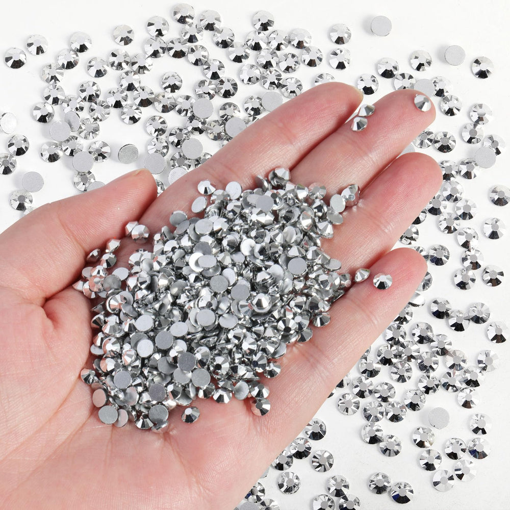 Beadsland silver hematite rhinestones close-up for sparkly garments.