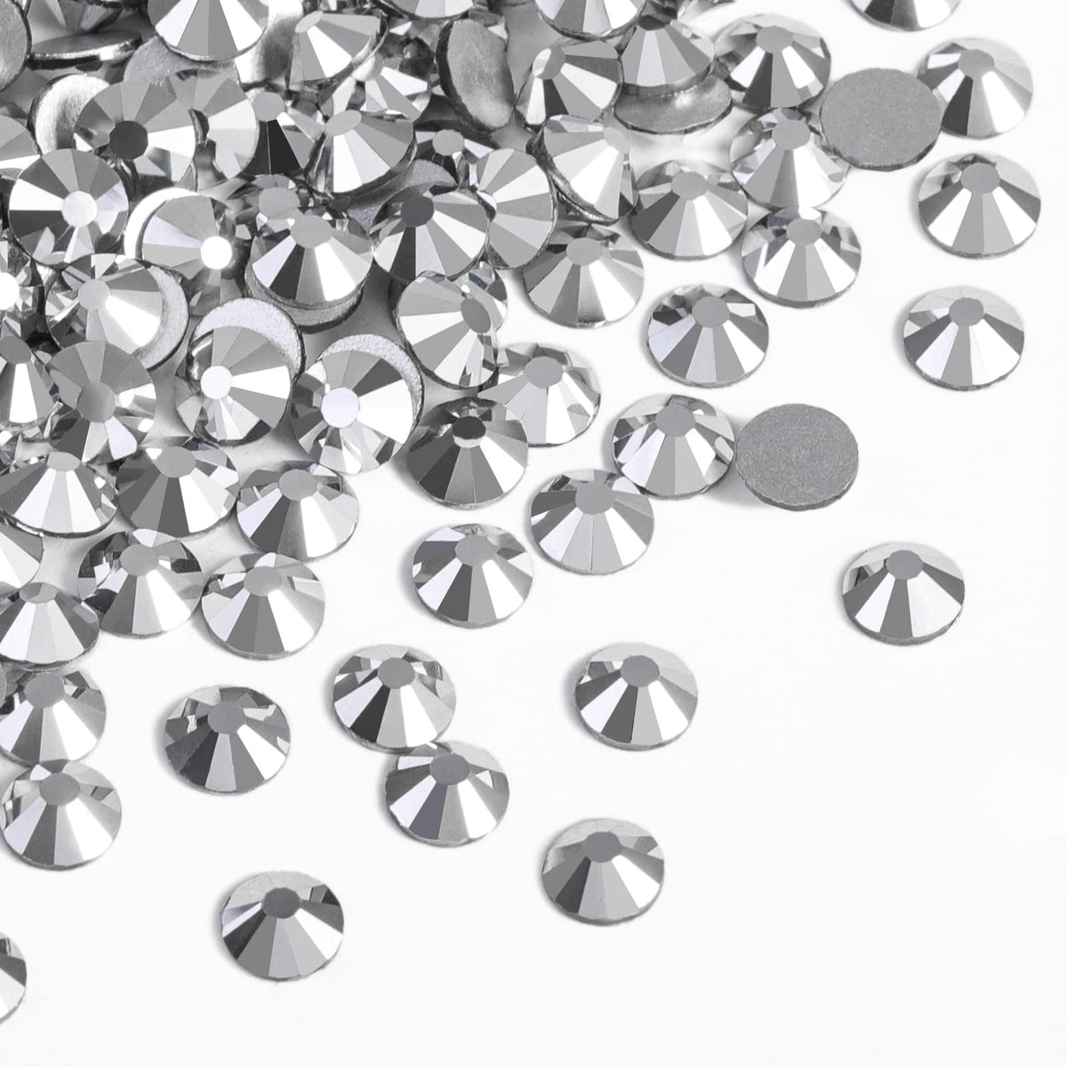 Beadsland SS20 flatback rhinestones close-up showing silver hematite sparkle for nails