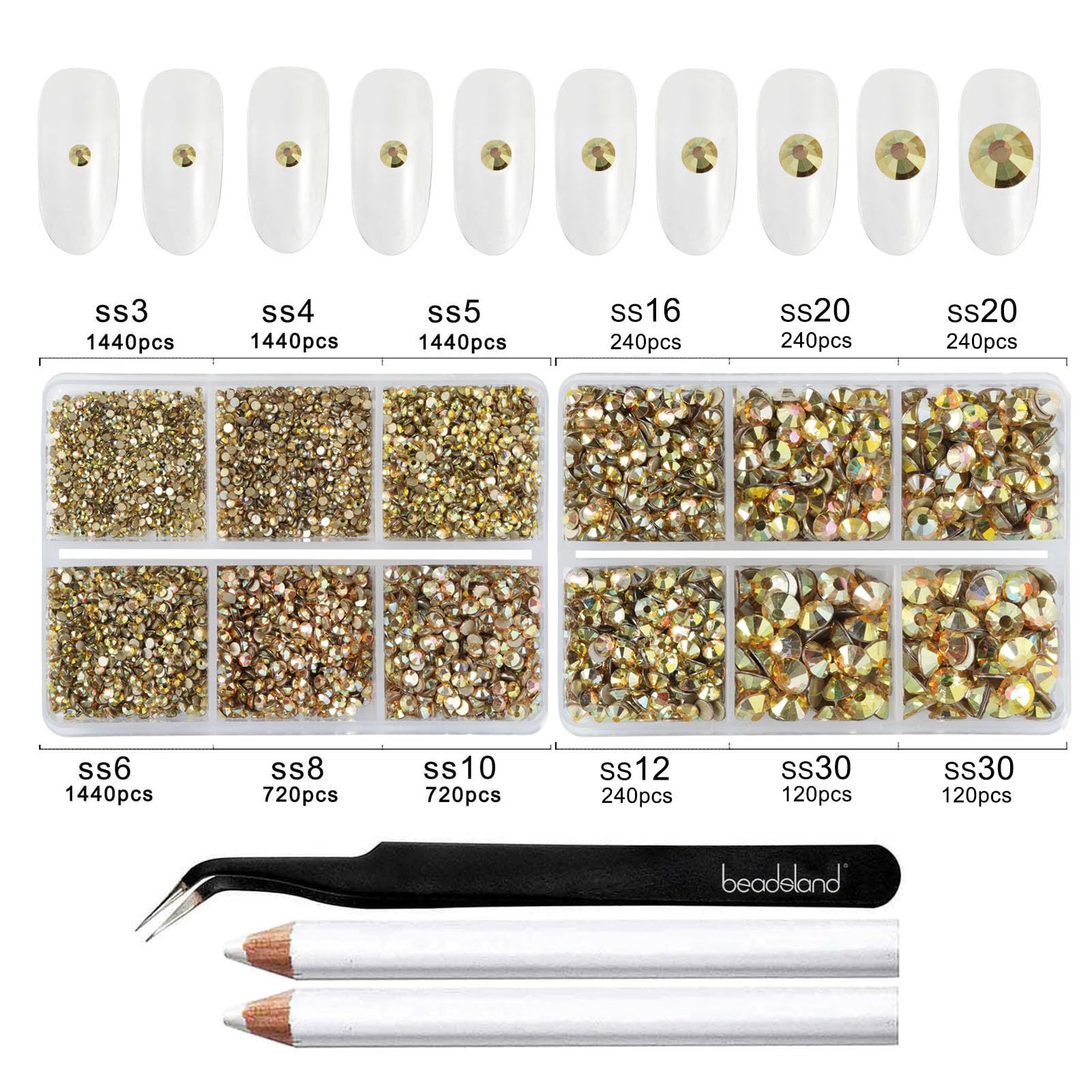 Beadsland wax pencil and tweezers set for easy rhinestone placement