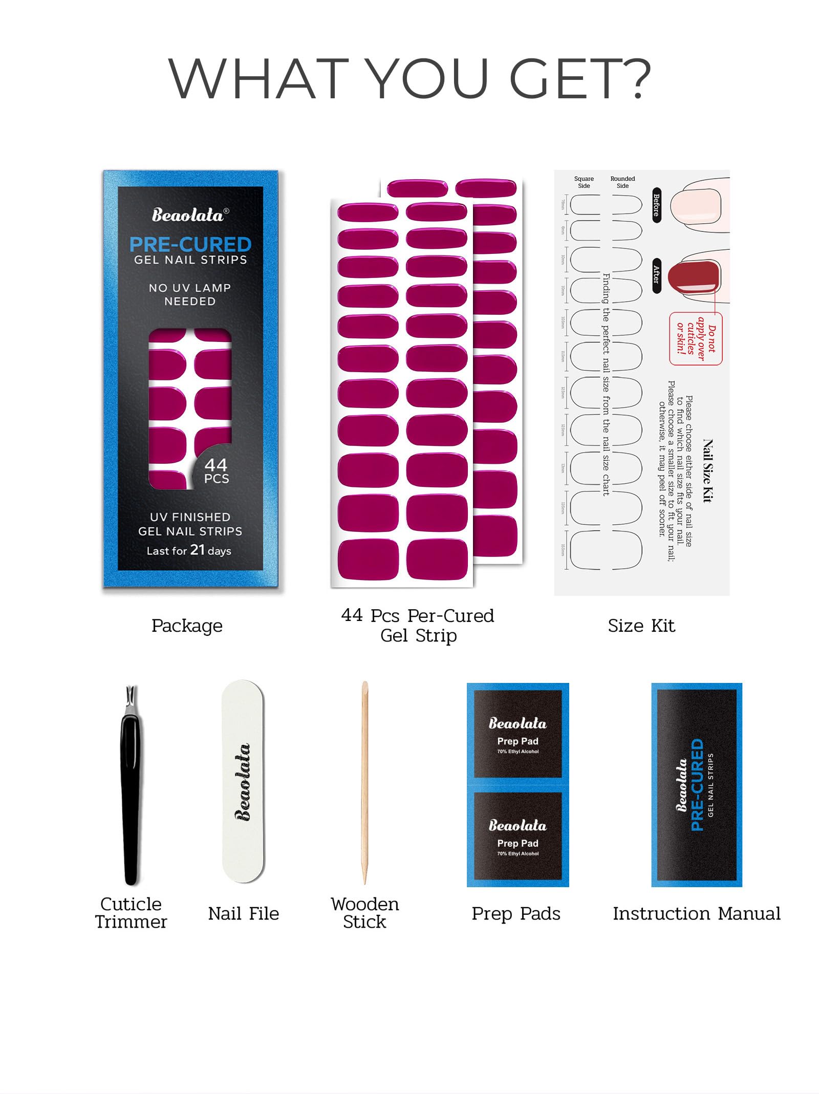 Beaolata 3x-fit nail strips coverage on varied nail shapes for smooth wear.