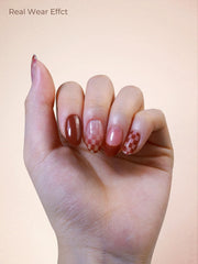 Beaolata Chestnut Brown nail strip design close-up highlighting color and gloss.