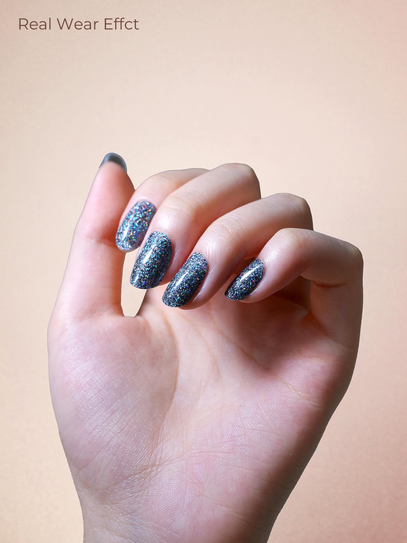 Beaolata Cool Silver gel nail strips—no UV light needed for quick application.