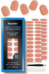 Beaolata coral orange gel strips pack for at-home salon nails