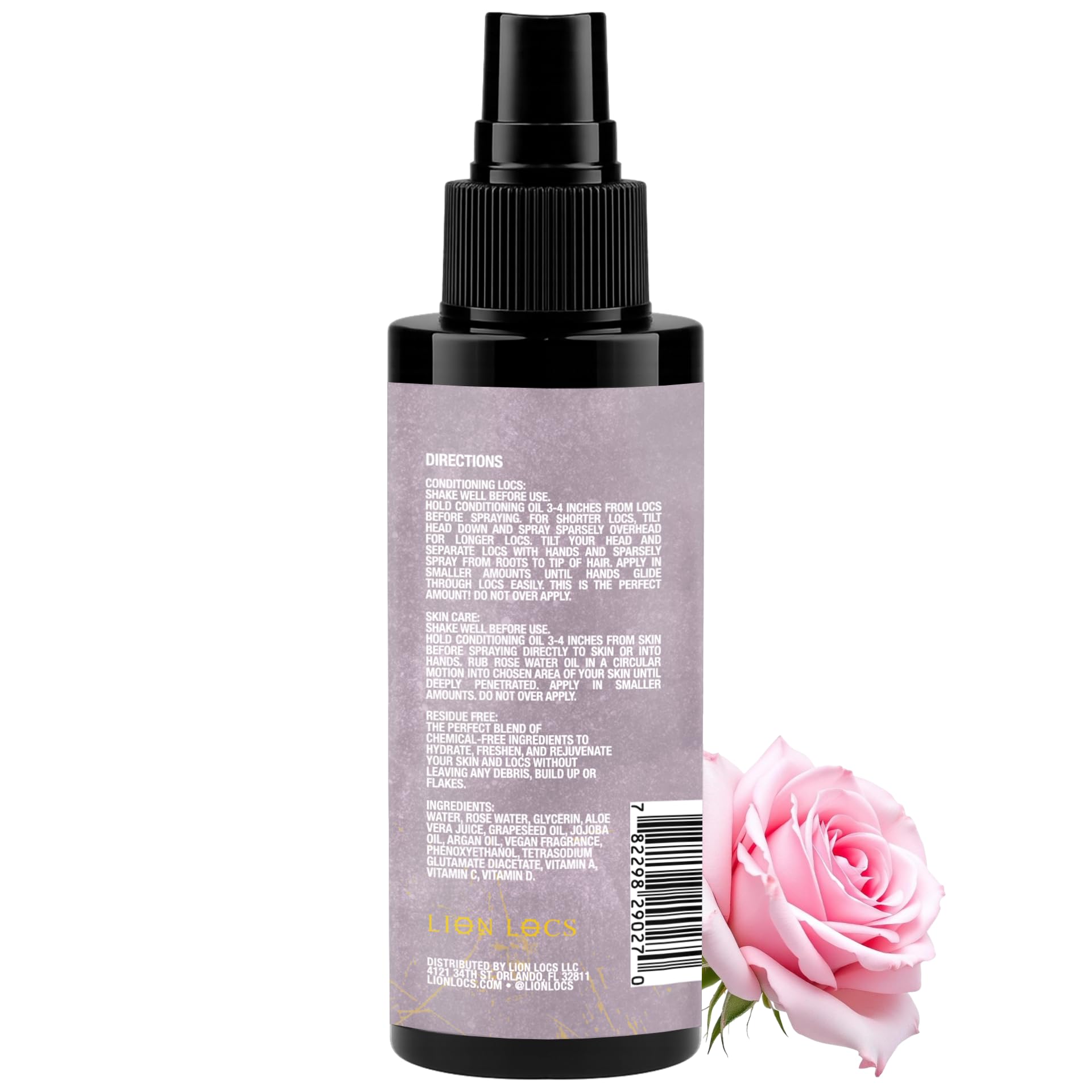 Beard Gains Rosewater spray for detangling and softness in locs