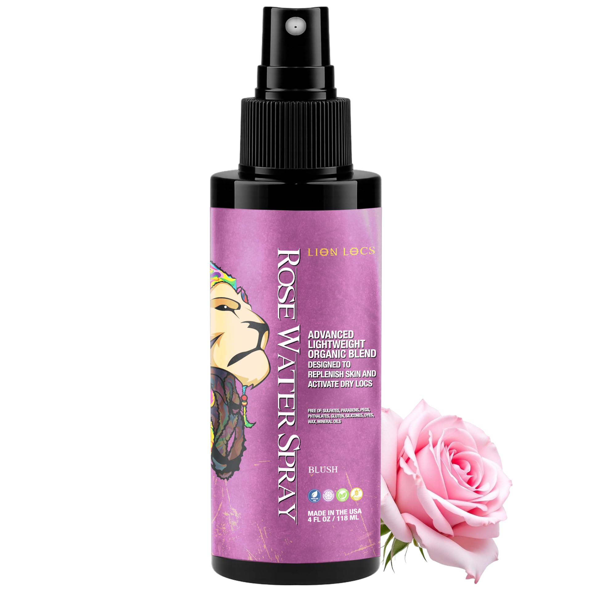 Beard Gains Lion Locs Rosewater Spray bottle for on-the-go hydration