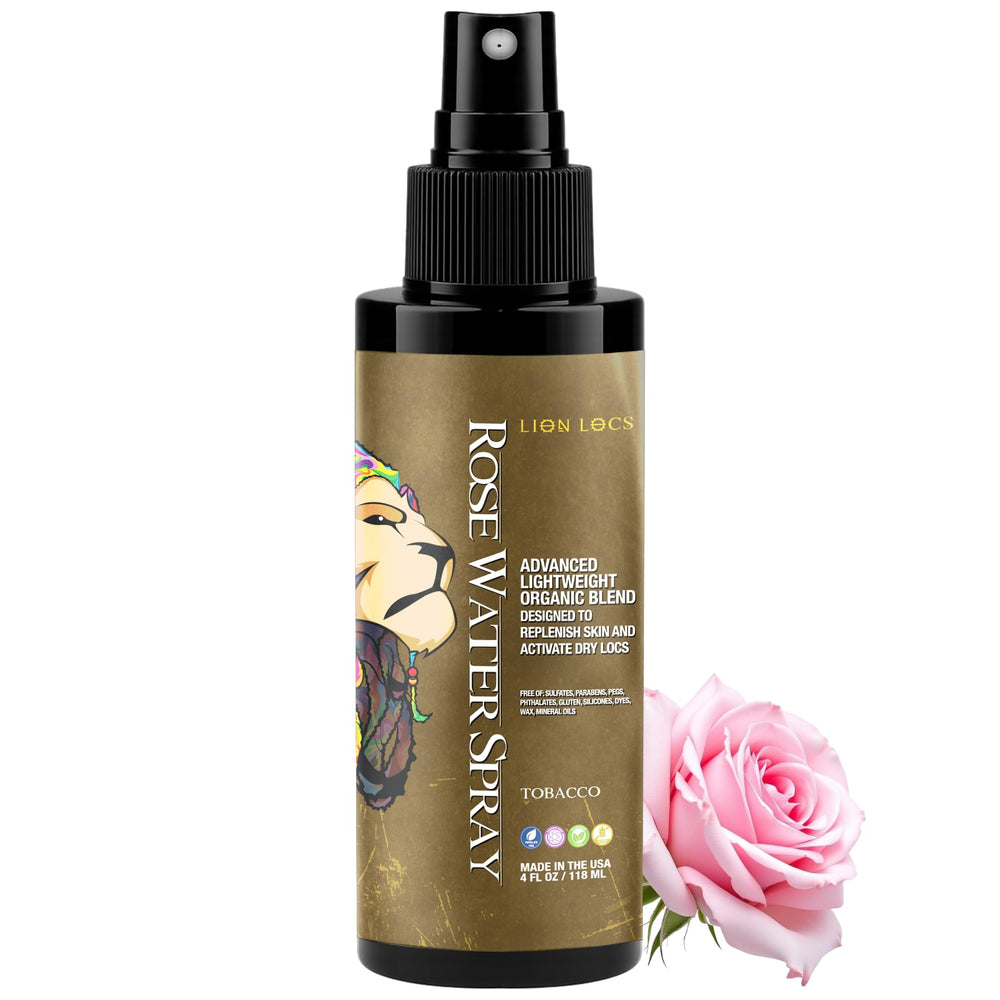 Beard Gains Lion Locs Rosewater spray bottle ready for daily refreshment and light conditioning.