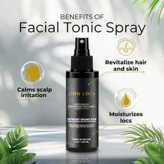 Beard Gains Lion Locs Rosewater Spray mist applying to hair and scalp for refresh
