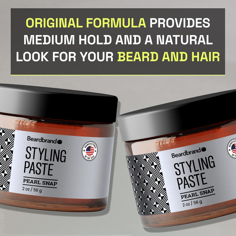 Beardbrand Beard Styling Paste satin finish on beard shows natural shine.