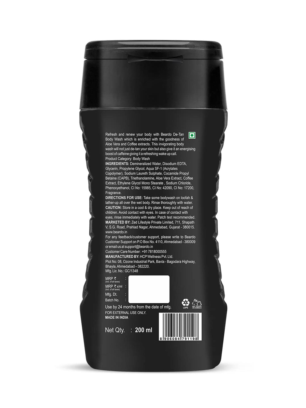 Beardo LiveMoor De-Tan Body Wash cruelty-free and made in India.