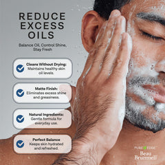 Beau Brummell charcoal face wash bottle-front highlights premium cleanser for oil balance