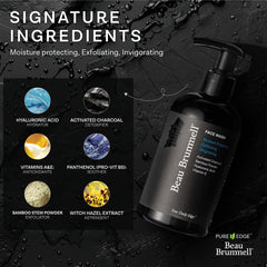 Beau Brummell charcoal face wash ingredients-hyaluronic-acid essential moisture boost