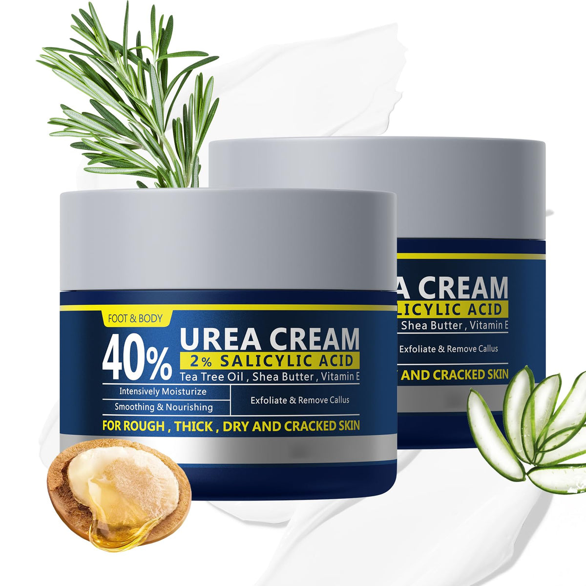 BeauBase 2-pack urea cream tubes for convenient daily foot and hand care.