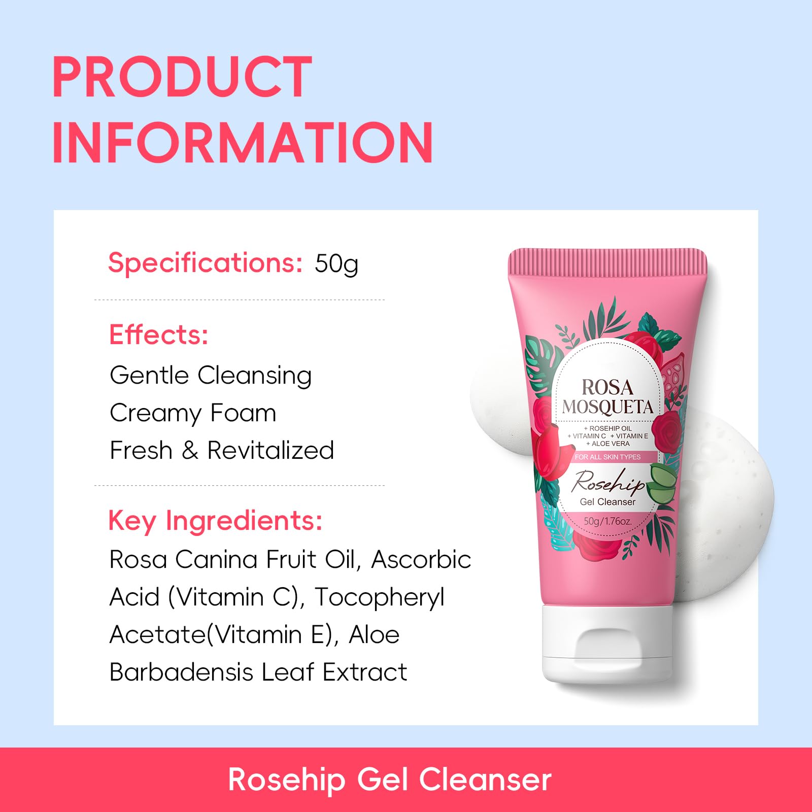 BeauBase Rosehips Serum vial delivering hydration and a smoother texture.