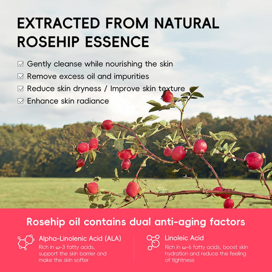 BeauBase Rosehips Toner bottle ready to balance skin and prep for serums.