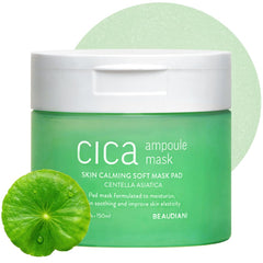BEAUDIANI CICA Ampoule Pad round mask on packaging, targeted calm and care