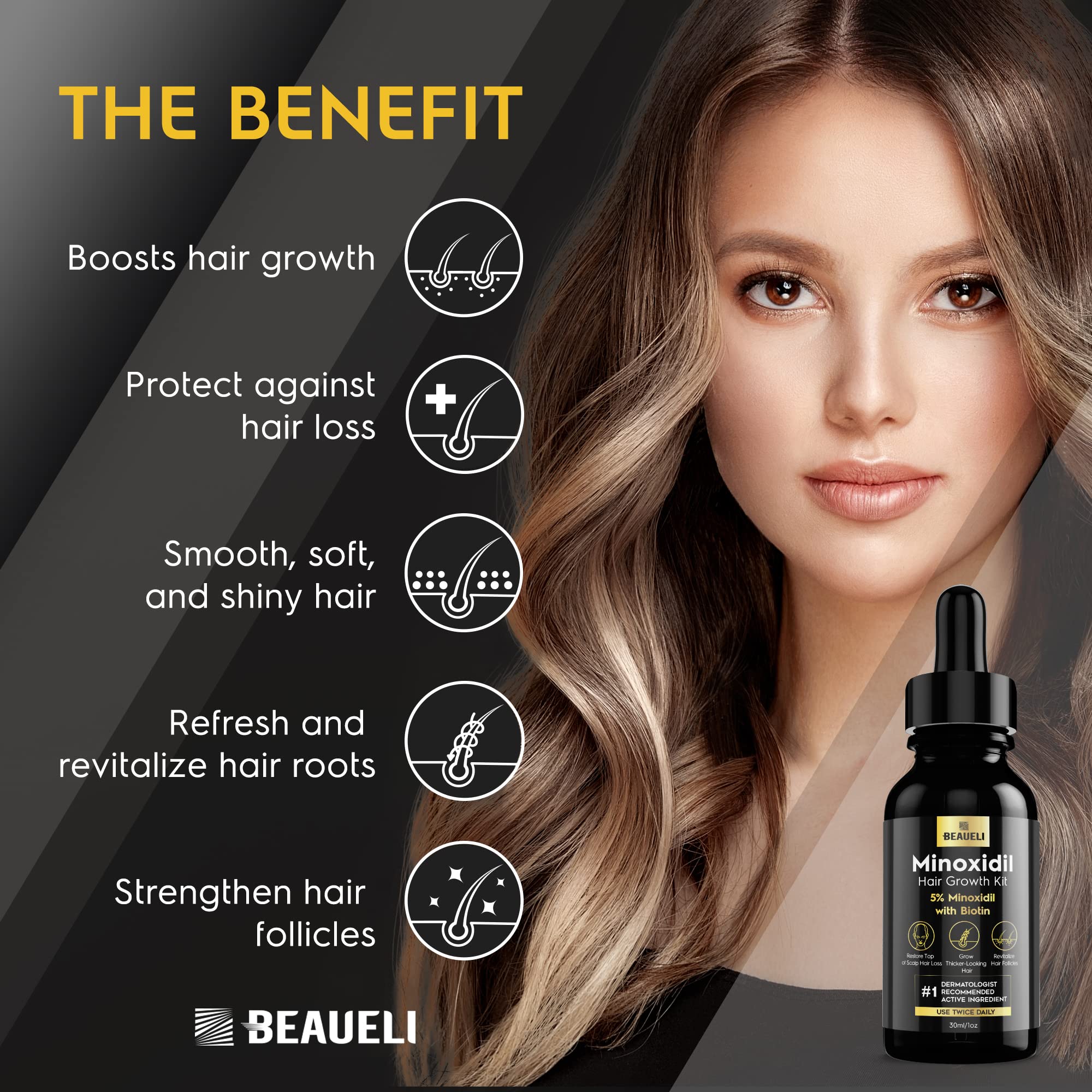 Beaueli Biotin-infused serum bottle nourishes thinning strands