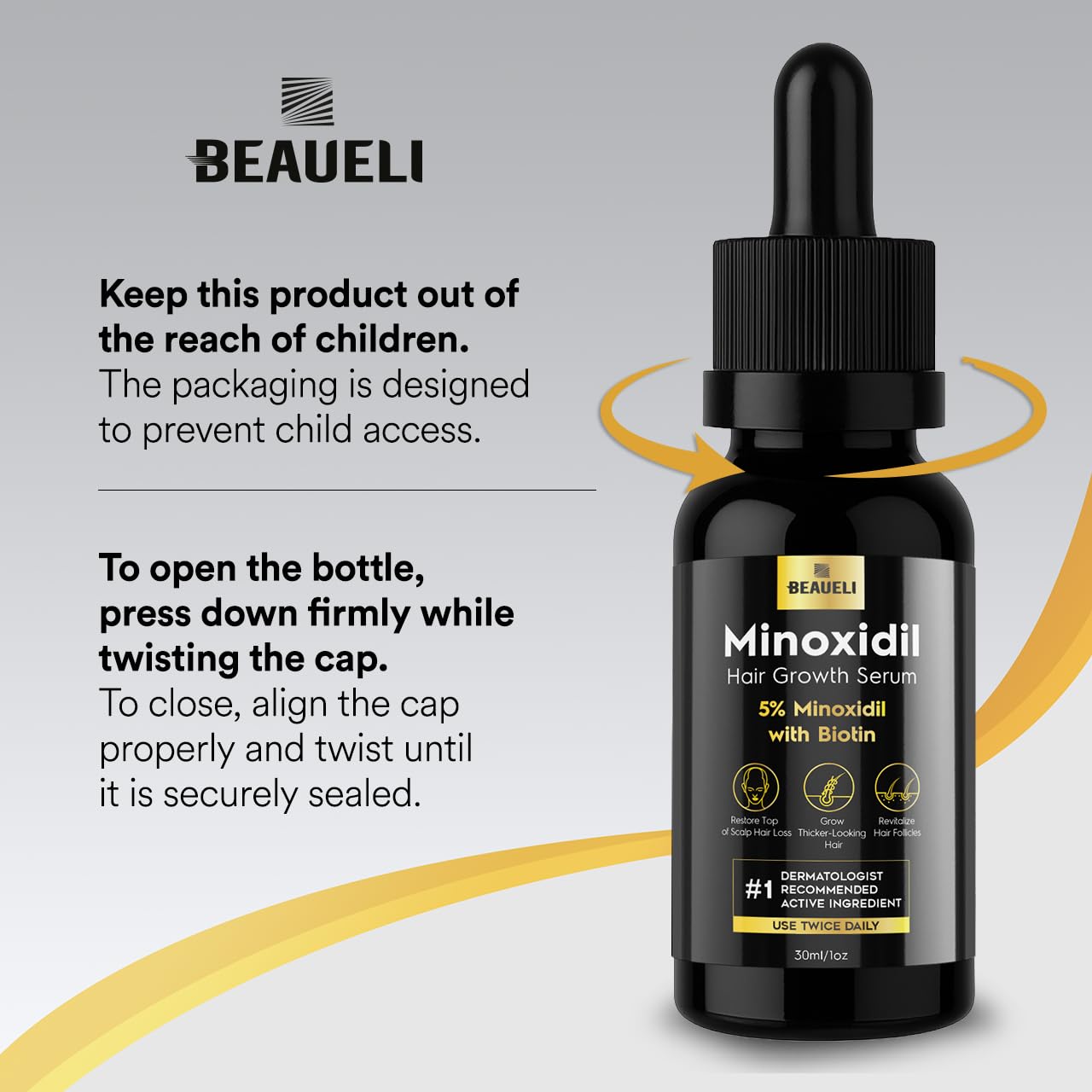Beaueli unscented minoxidil foam shown for quick daily use.