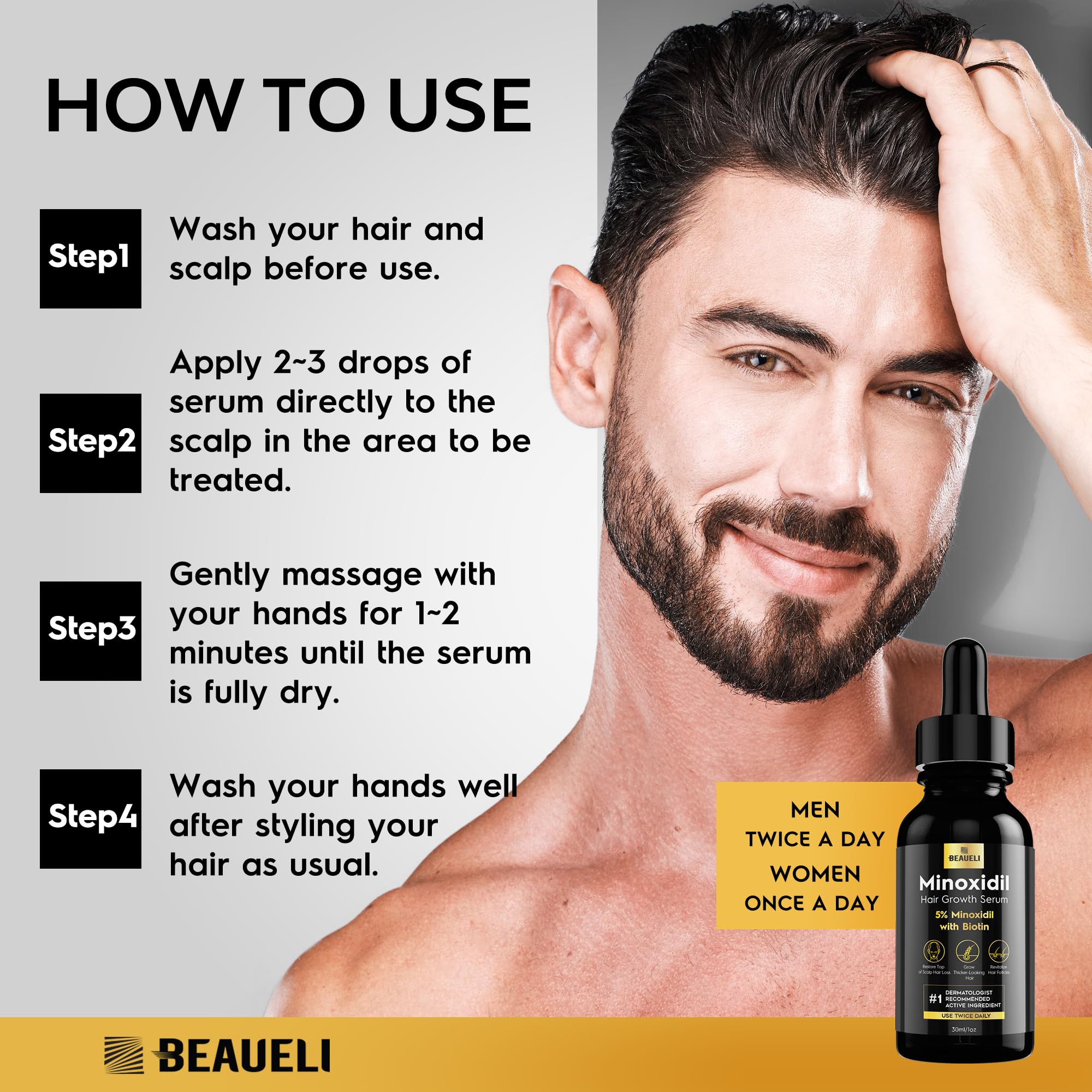 Beaueli safety label highlights paraben and sulfate free formula.