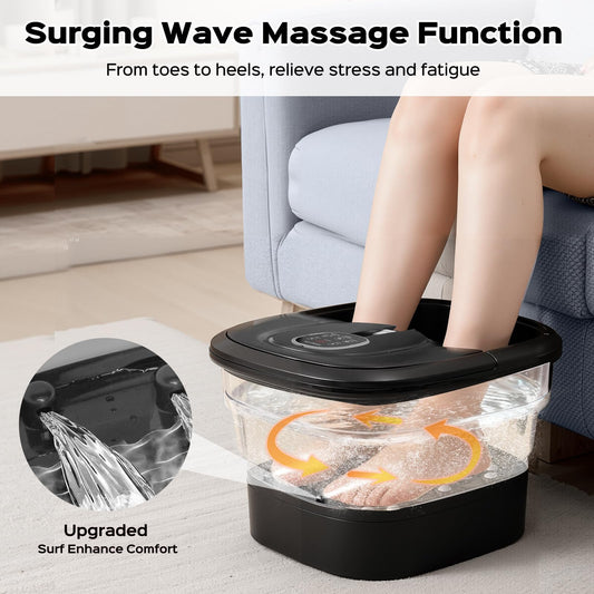 BEAUMOI foot spa showing heat and bubble function for soothing warmth