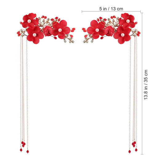 Beaupretty red tassel hairpin adds color to festive updos