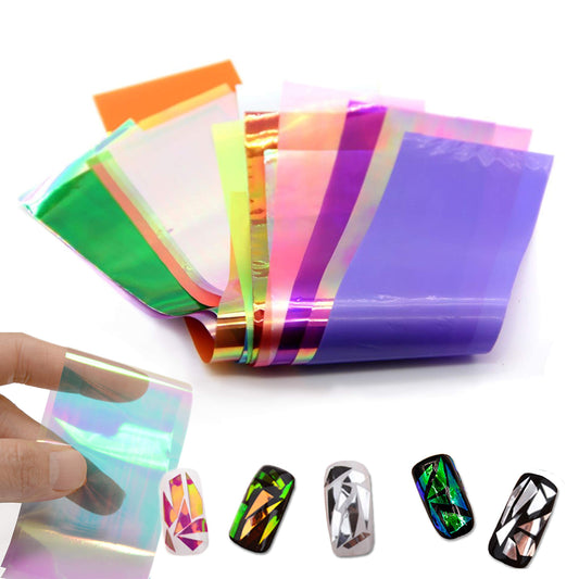 BEAUTÉ GALLERIA holographic foil reflections catching light from different angles.