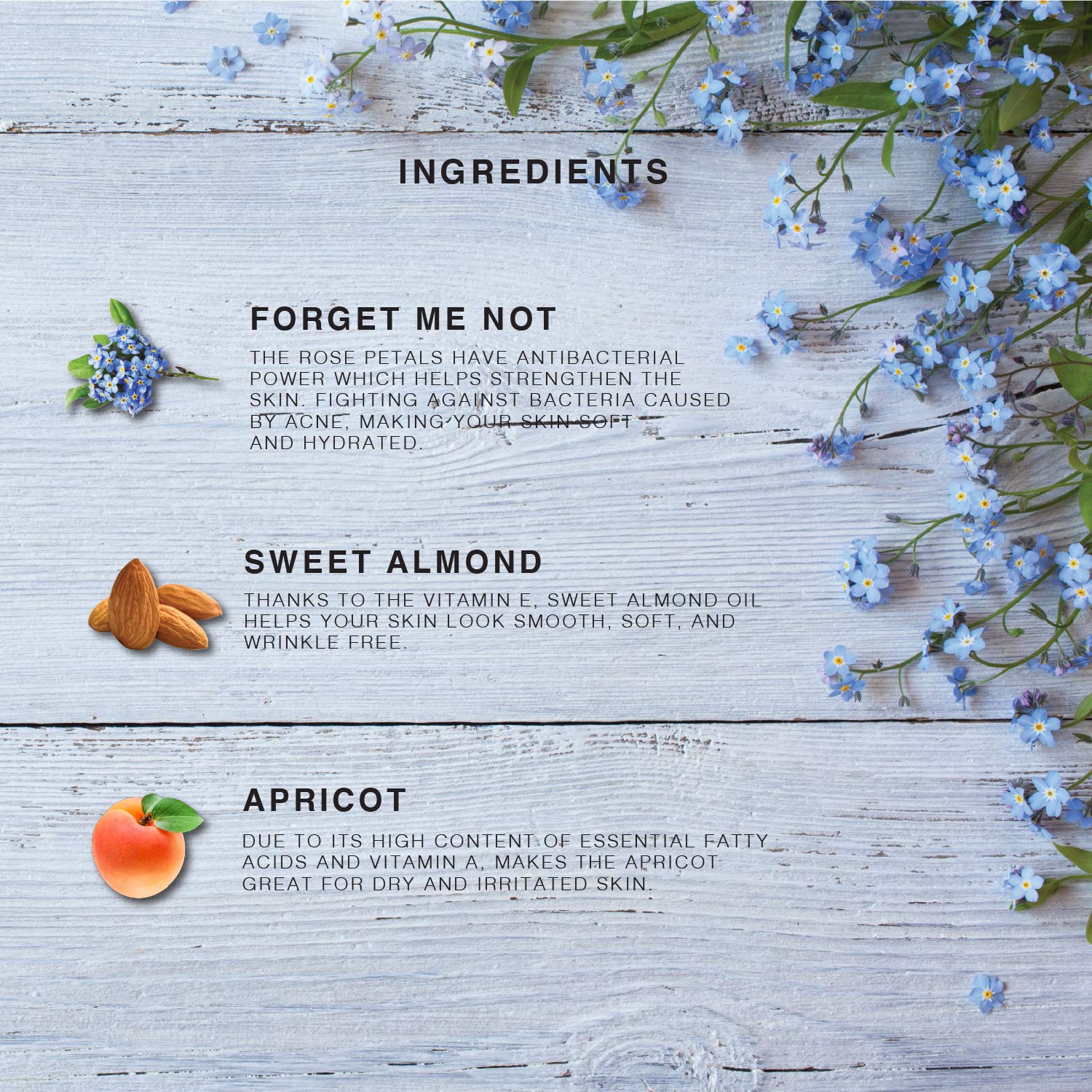 Forget Me Not oil applied to face provides a radiant, balanced look.