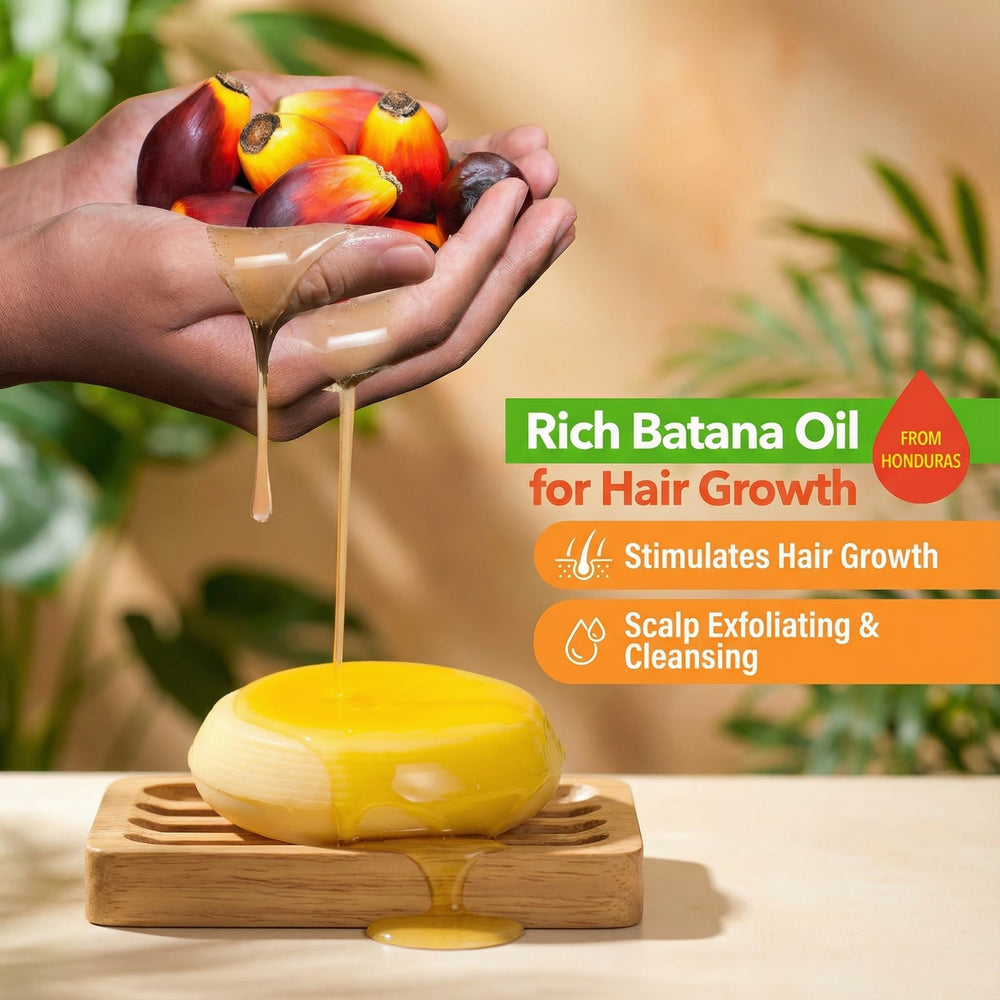 Beauté Seoul Batana Oil Shampoo Bar in hand showing compact, travel-friendly hair care.