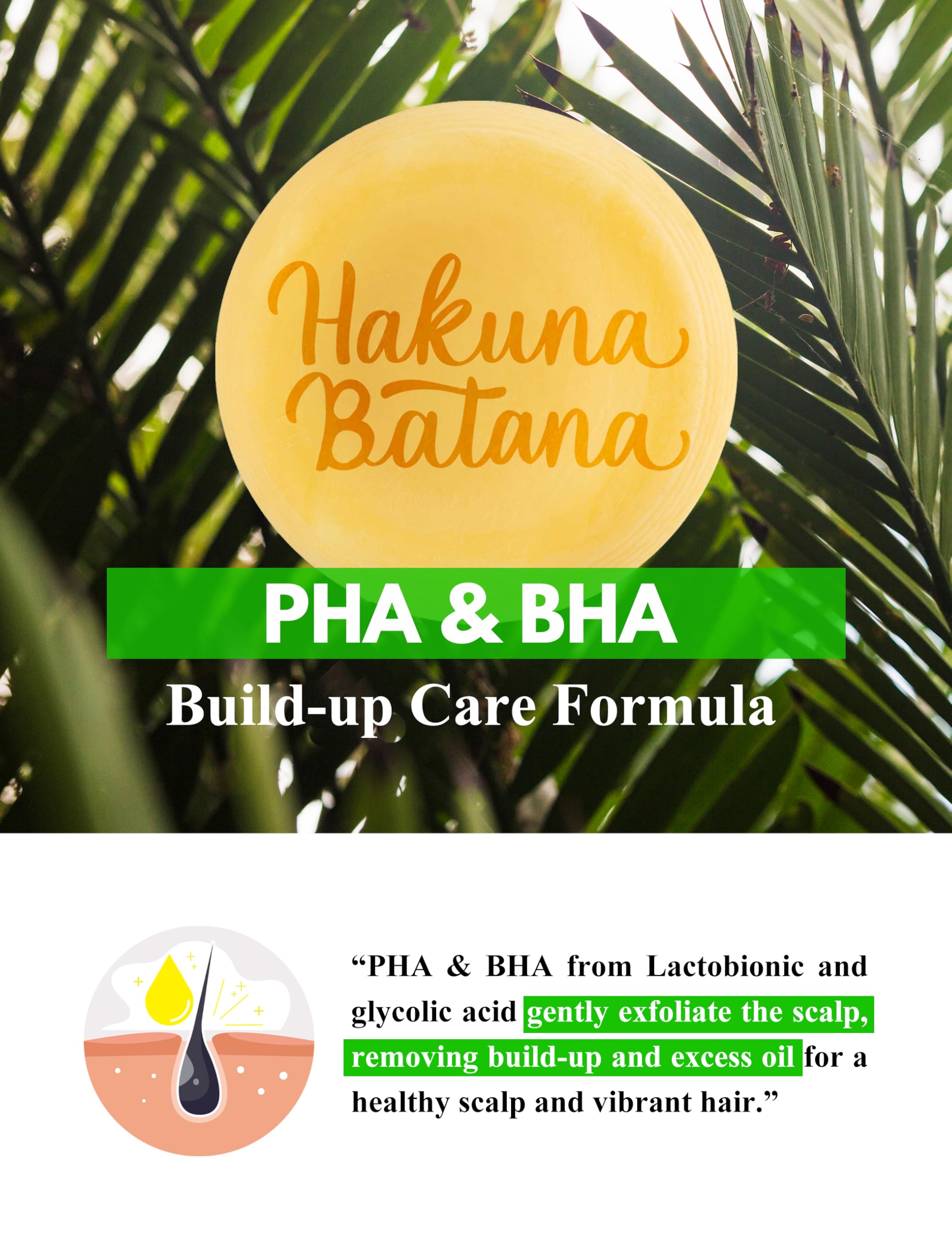 Beauté Seoul Batana Oil Shampoo Bar with PHA exfoliating action on the scalp.