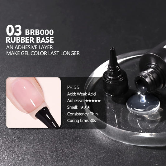 Beautilux Rubber Base gel being smoothed onto the nail for even coverage.