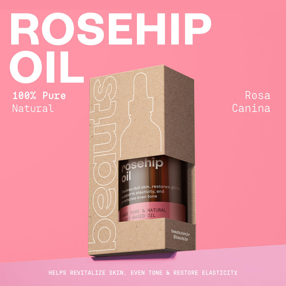 Close-up of Beauts Rosehip Seed Oil texture showing silky consistency.