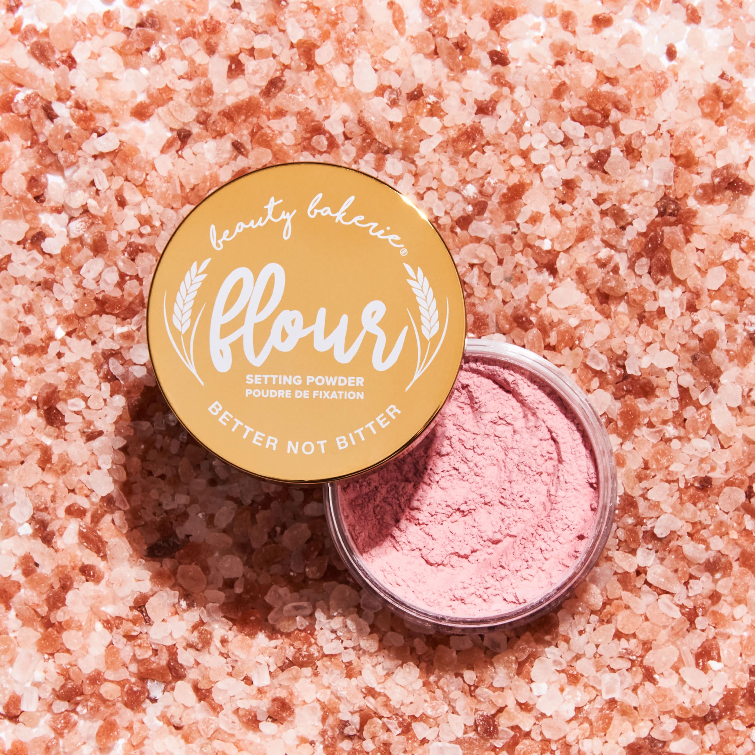 Beauty Bakerie Flour Setting Powder powder-dispense close-up demonstrates easy, breathable application