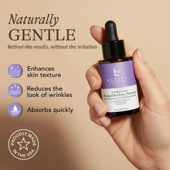 Beauty by Earth bakuchiol serum texture swatch demonstrates silky, lightweight finish.
