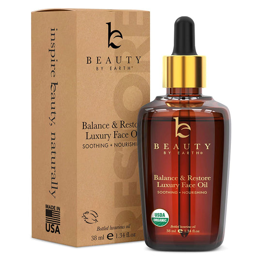 Beauty by Earth Balance bottle with dropper for balanced, nourished skin.
