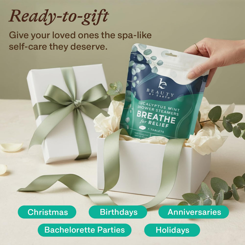 Beauty by Earth eucalyptus essential oil release highlighting invigorating mood lift