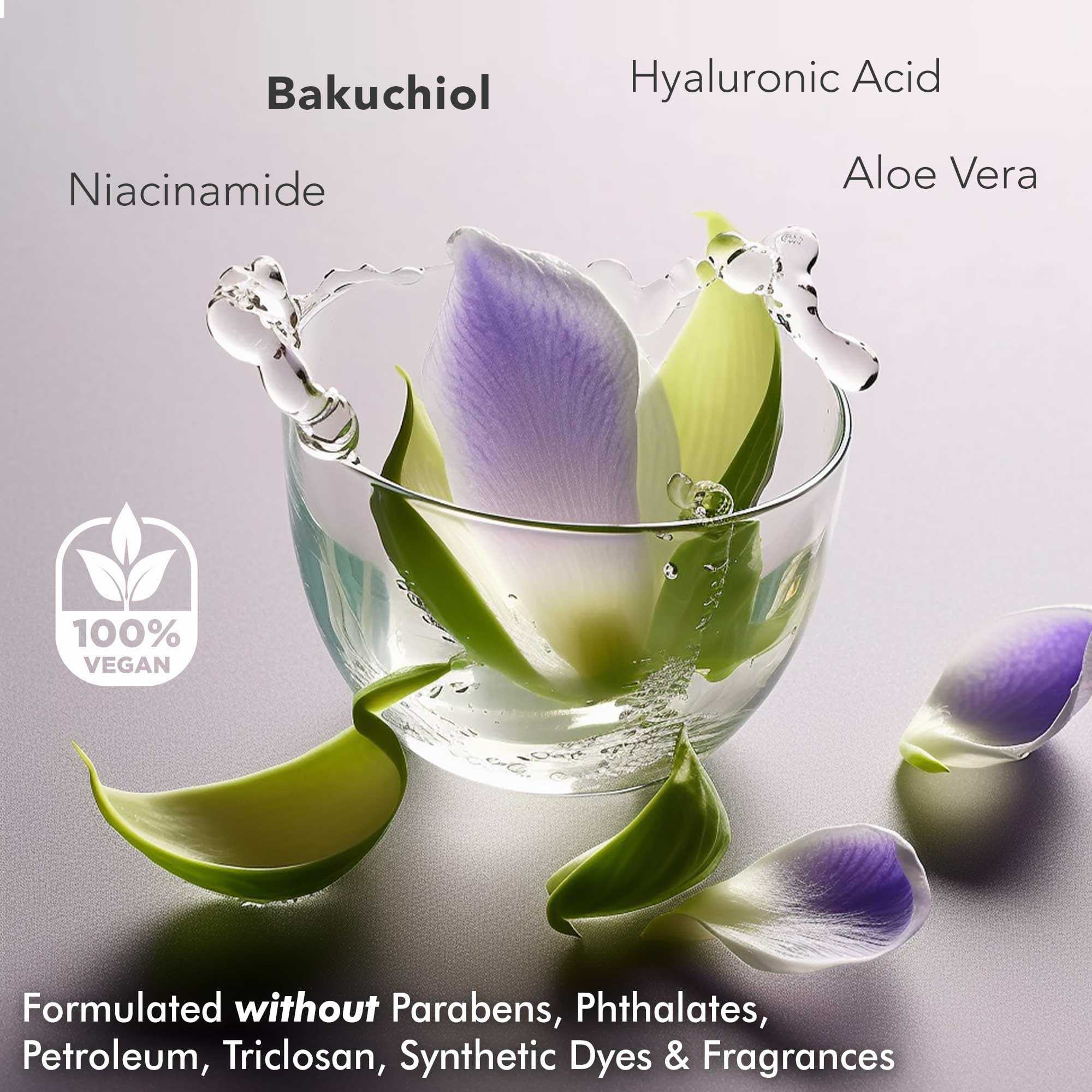 Beauty by Earth even-tone glow suggests brightened complexion with bakuchiol