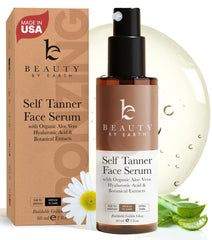 Beauty by Earth Face Tanner Serum bottle for a natural, streak-free glow.