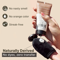 Beauty by Earth Face Tanner texture on skin demonstrates smooth, streak-free blend.