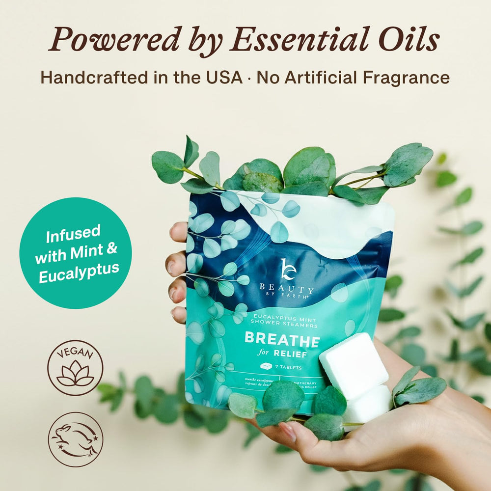 Beauty by Earth large shower bomb shown for generous size and long-lasting fragrance