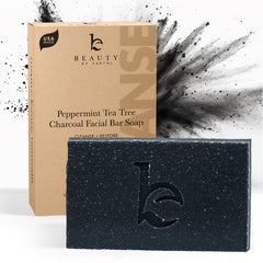 Beauty by Earth Peppermint Tea Tree Charcoal Bar Soap, refreshing cleanse.
