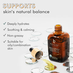 Beauty by Earth Rosehip oil dropper signaling antioxidant nourishment.