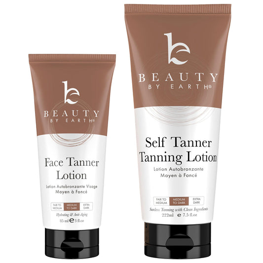 Beauty by Earth self-tanner face bottle for natural daily glow.