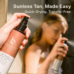 Beauty by Earth Self Tanner kit with exfoliating gloves and mitt for smooth results
