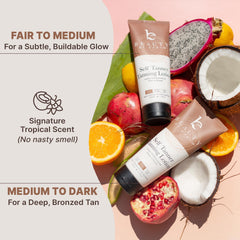 Beauty by Earth medium to dark shade captures versatile tanning options.