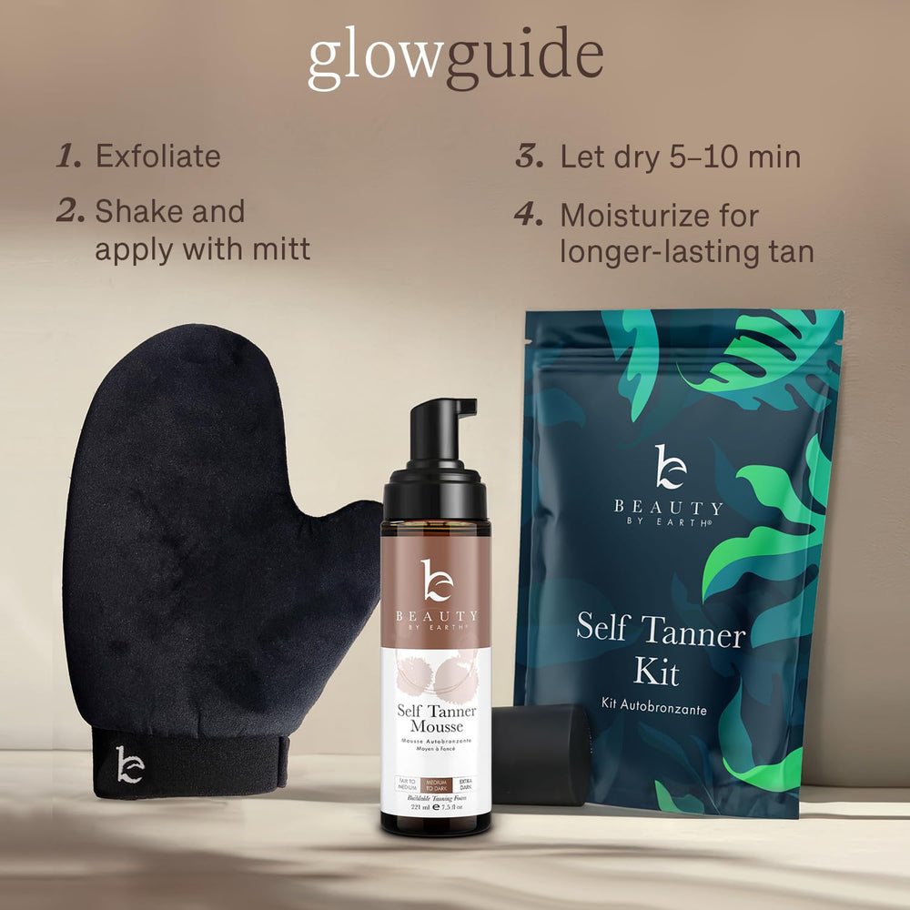 Beauty by Earth mitt close-up highlights even application control.