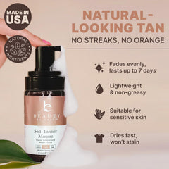 Beauty by Earth Self Tanner Mousse dye-free formula for safe tanning