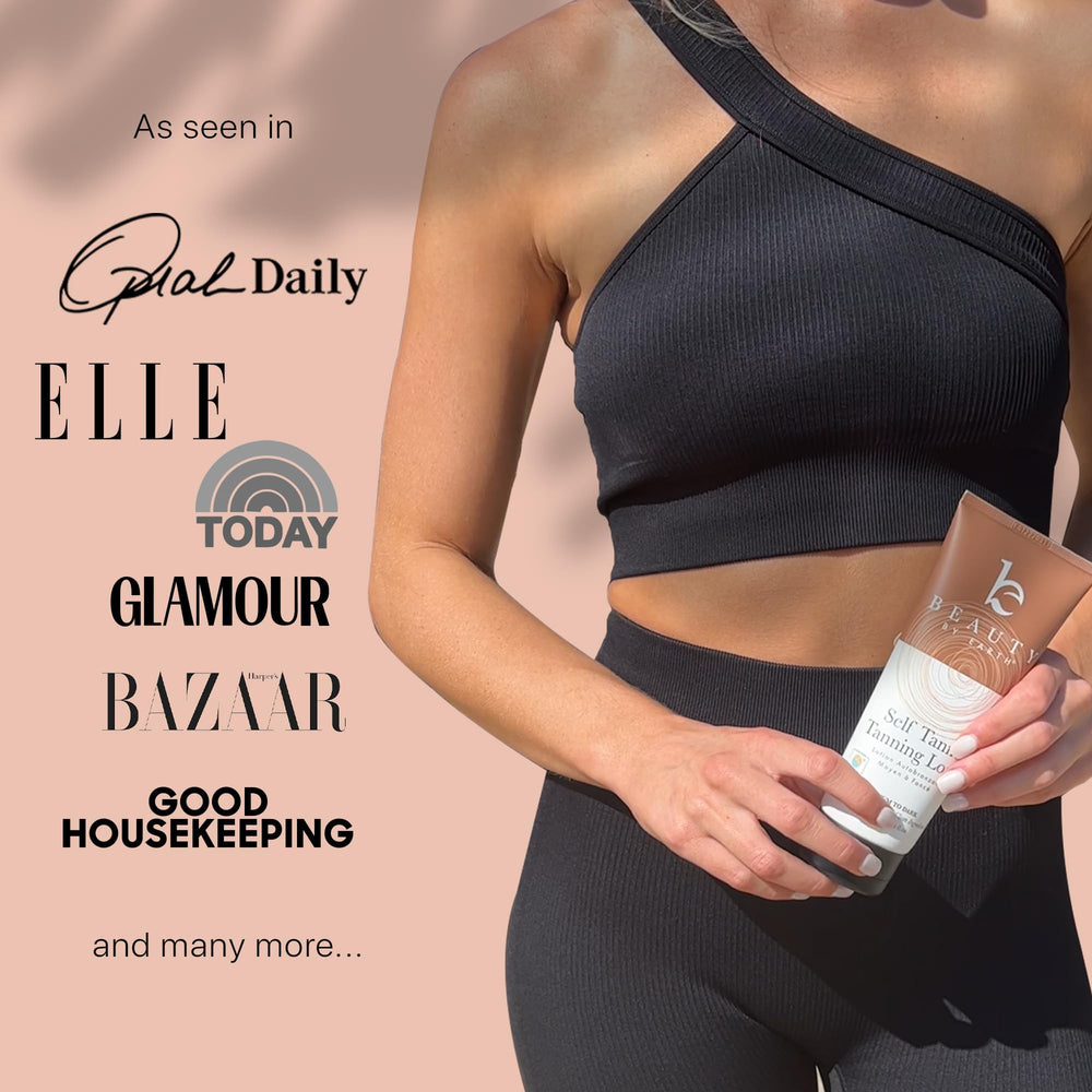 Beauty by Earth nourishing skin formula illustrates hydrating support during the tan.