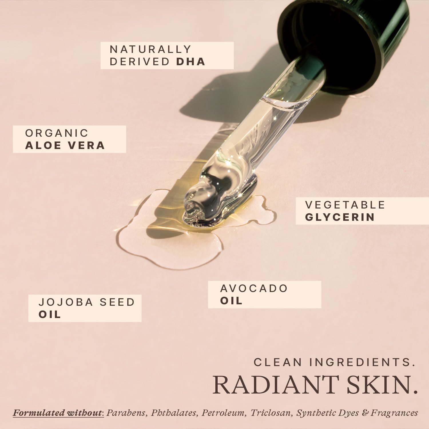 Beauty by Earth self-tanning drops application spread on skin demonstrates even tone